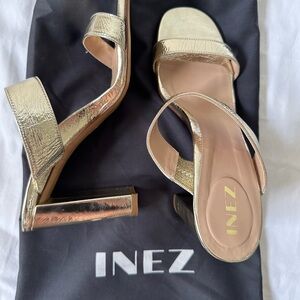 Inez Sara Gold strap platform. Worn once.
